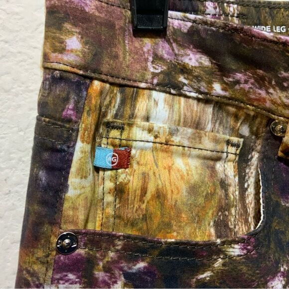 AG Adriano Goldschmeid Womens Pants 29 wide leg Ankle Abstract Tie-Dye mid rise - Picture 3 of 9